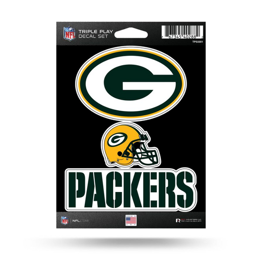 GREEN BAY PACKERS TRIPLE PLAY DECAL SET