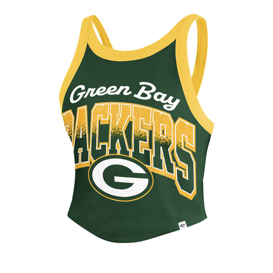 GREEN BAY PACKERS WOMEN'S '47 BRAND SHIMMER SHADOW TANK TOP - GREEN/GOLD