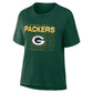 GREEN BAY PACKERS WOMEN'S DOWN BY CONTACT BOXY T-SHIRT - GREEN