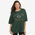 GREEN BAY PACKERS WOMEN'S FOCO RHINESTONE LOGO OVERSIZED T-SHIRT - GREEN