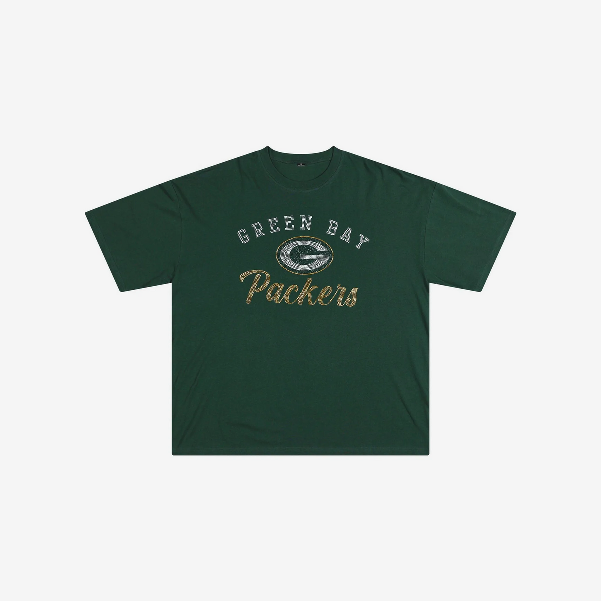 GREEN BAY PACKERS WOMEN'S FOCO RHINESTONE LOGO OVERSIZED T-SHIRT - GREEN