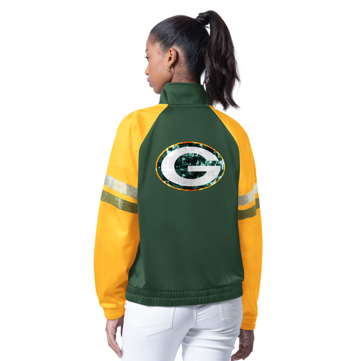 GREEN BAY PACKERS WOMEN'S G-III 4HER BY CARL BANKS FAN BLING TRACK JACKET