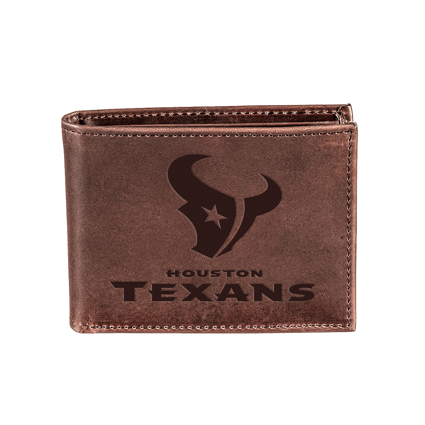 HOUSTAN TEXANS BROWN BI-FOLD LEATHER WALLET