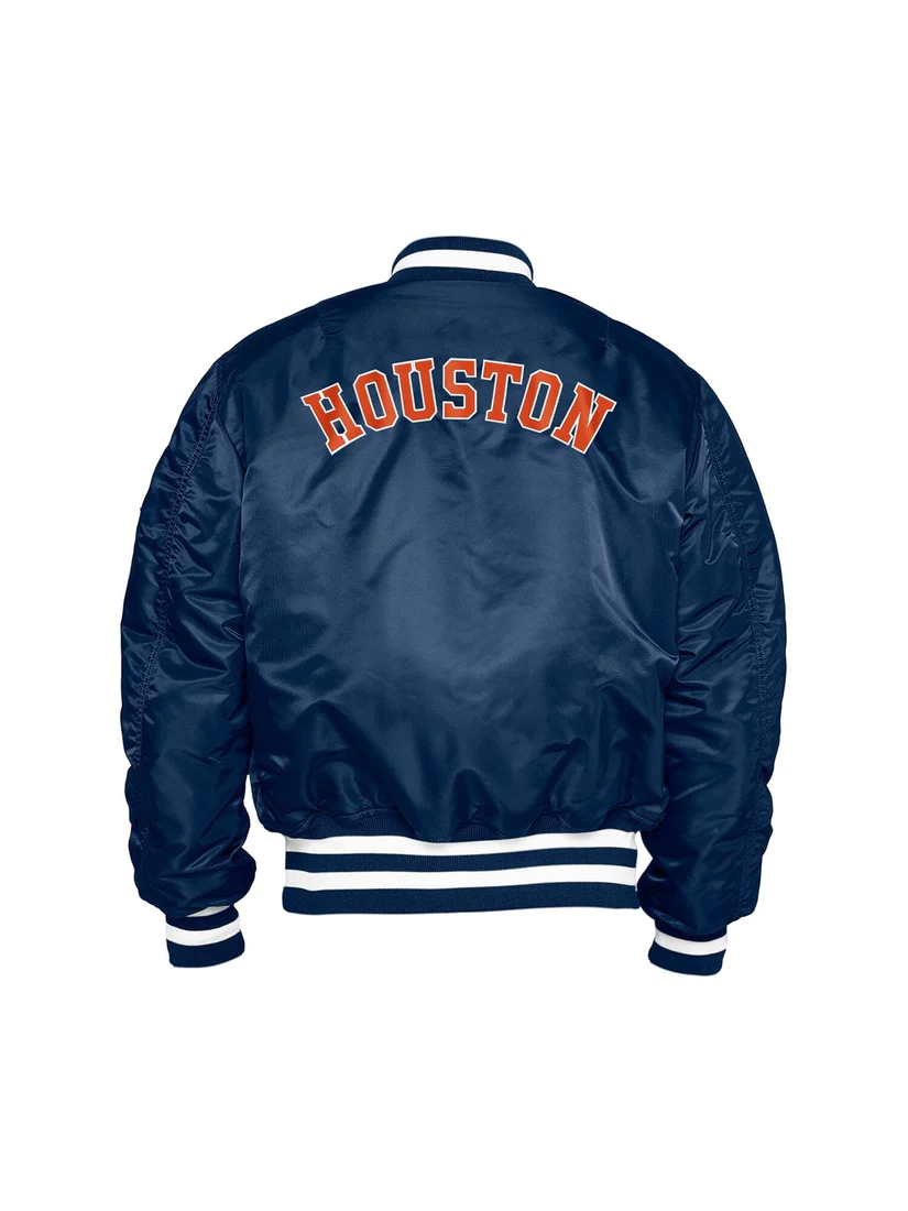 HOUSTON ASTROS MEN'S ALPHA INDUSTRIES REVERSIBLE BOMBER JACKET