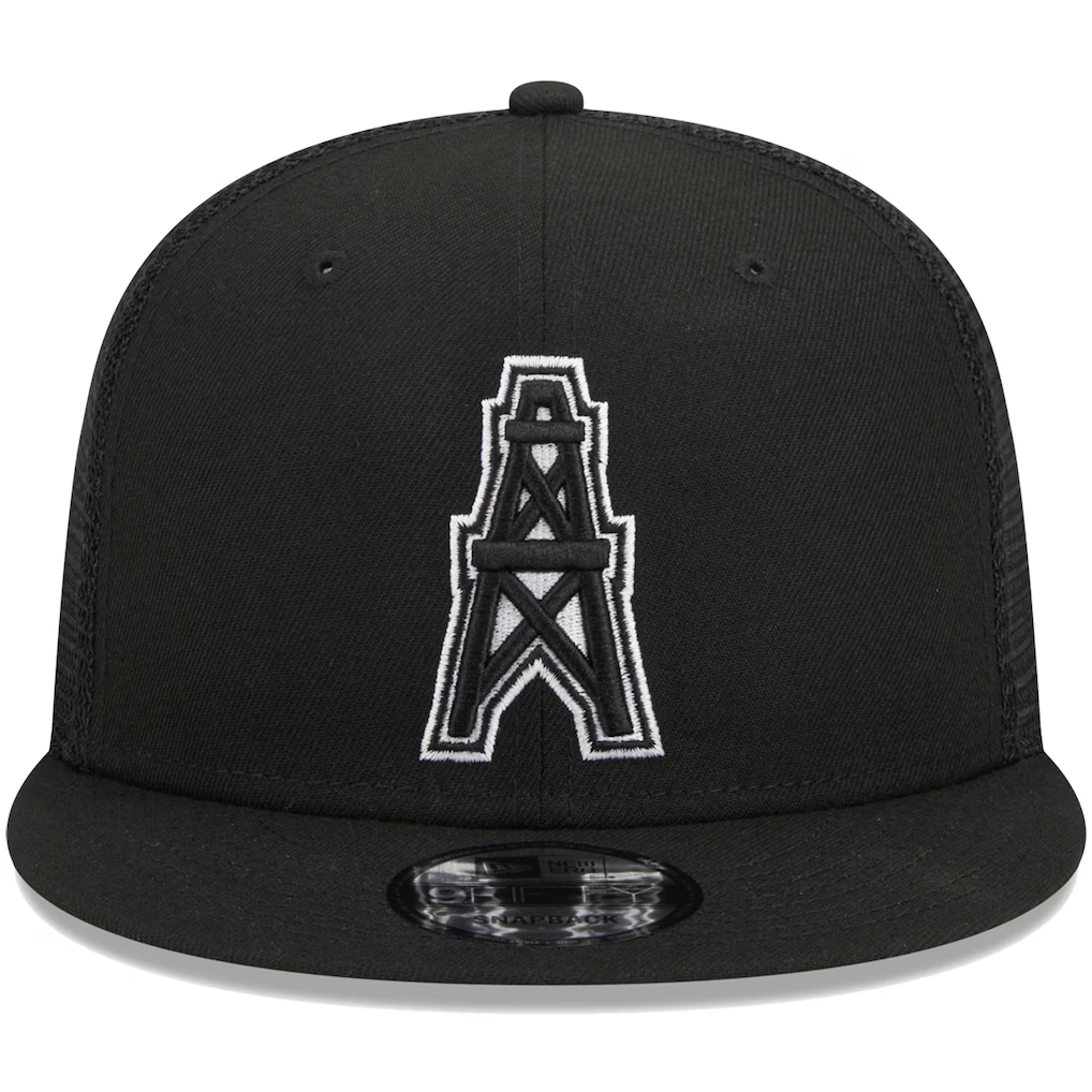 HOUSTON OILERS RETRO EVERGREEN TRUCKER 9FIFTY SNAPBACK HAT - BLACK/WHITE