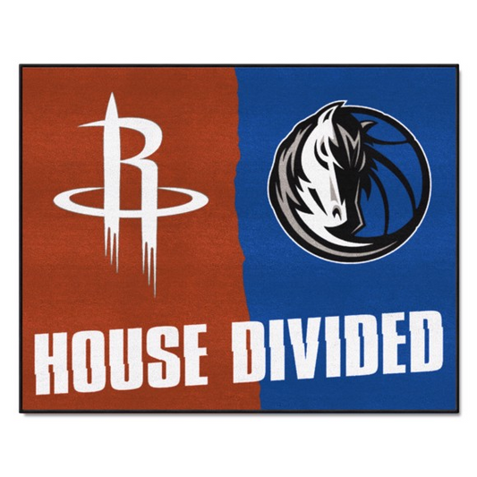 HOUSTON ROCKETS / DALLAS MAVERICKS HOUSE DIVIDED 34" X 42.5" MAT