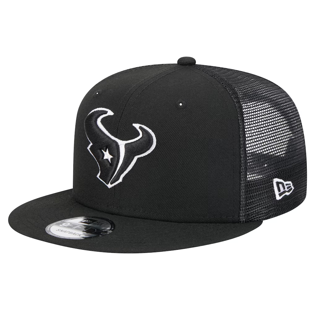 HOUSTON TEXANS EVERGREEN TRUCKER 9FIFTY SNAPBACK HAT - BLACK/WHITE