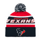 HOUSTON TEXANS MEN'S STARTER LEGACY CUFFED KNIT WITH POM - RED/NAVY