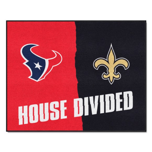 HOUSTON TEXANS / NEW ORLEANS SAINTS HOUSE DIVIDED 34" X 42.5" MAT