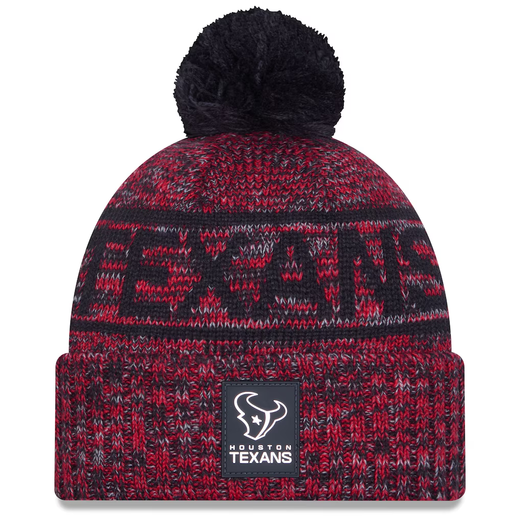 HOUSTON TEXAS 2025 NFL SIDELINE COLD WEATHER CUFFED KNIT WITH POM - RED
