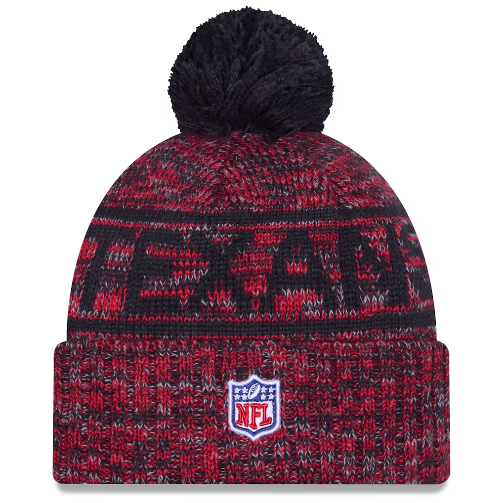HOUSTON TEXAS 2025 NFL SIDELINE COLD WEATHER CUFFED KNIT WITH POM - RED