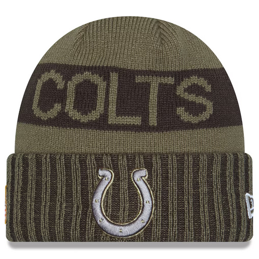 INDIANAPOLIS COLTS 2025 NFL SALUTE TO SERVICE CUFFED KNIT BEANIE - DARK GREEN