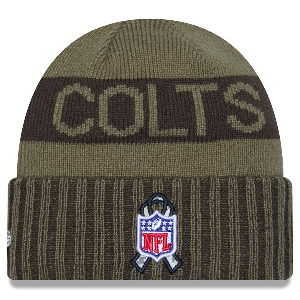 INDIANAPOLIS COLTS 2025 NFL SALUTE TO SERVICE CUFFED KNIT BEANIE - DARK GREEN