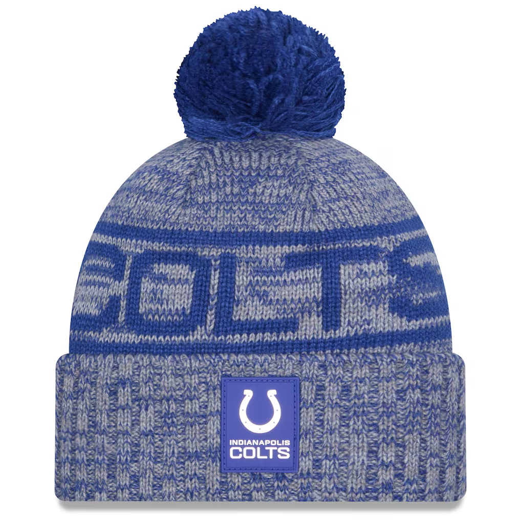 INDIANAPOLIS COLTS 2025 NFL SIDELINE COLD WEATHER CUFFED KNIT WITH POM - BLUE