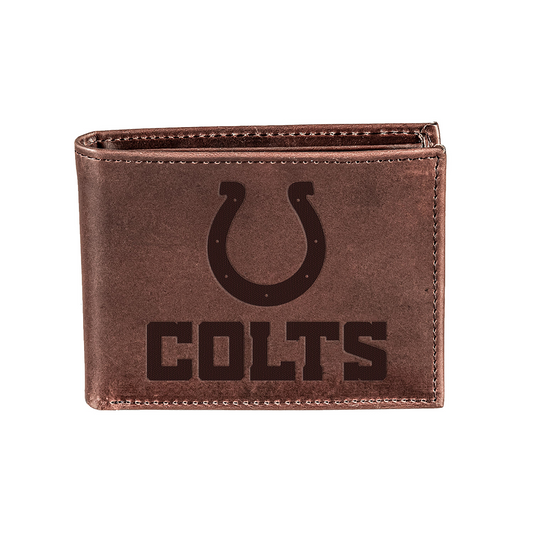 INDIANAPOLIS COLTS BROWN BI-FOLD LEATHER WALLET
