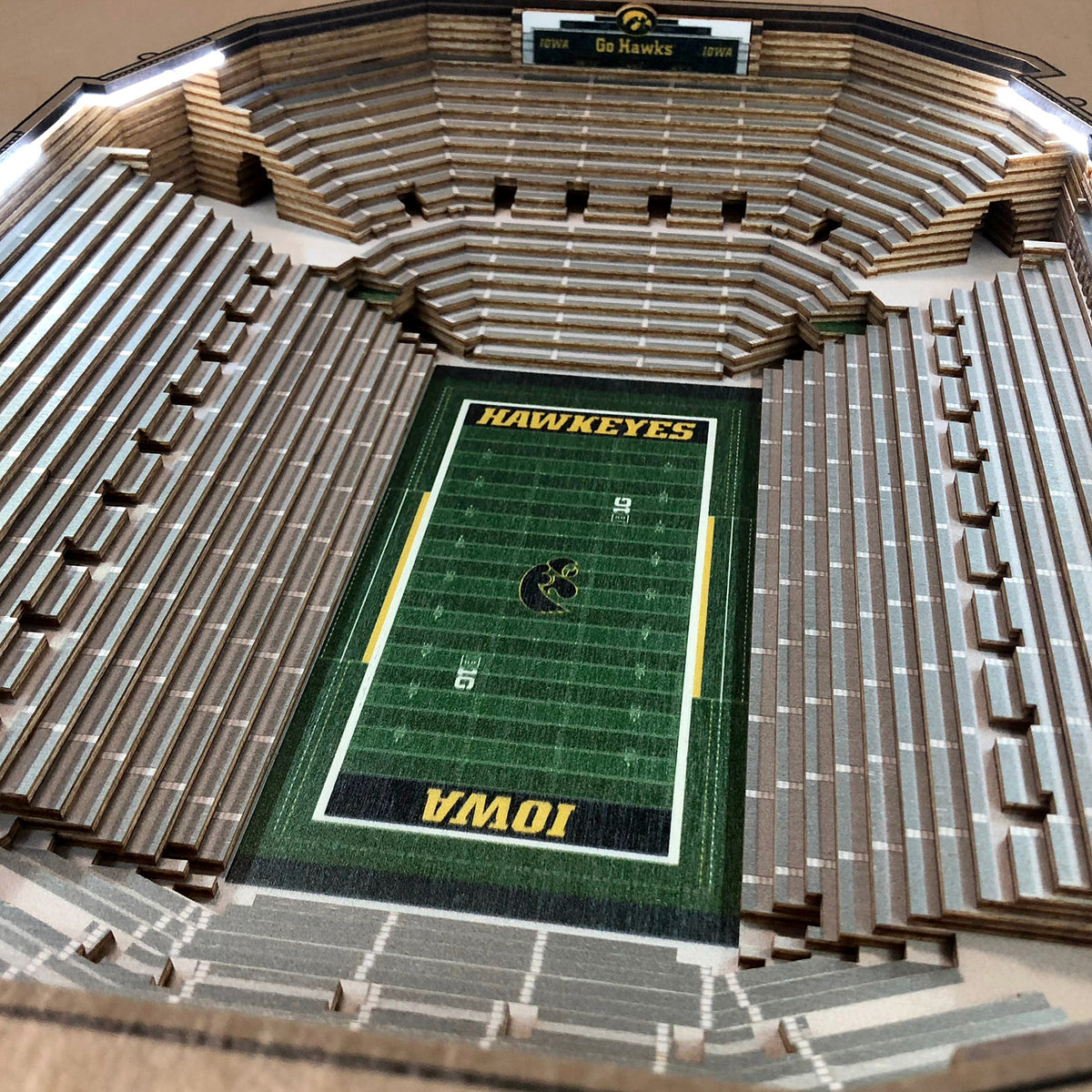 IOWA HAWKEYES 25 LAYER 3D STADIUM LIGHTED END TABLE