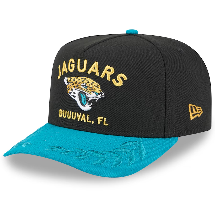 JACKSONVILLE JAGUARS 2025 NFL DRAFT 9FIFTY A-FRAME SNAPBACK HAT - BLACK/GREEN