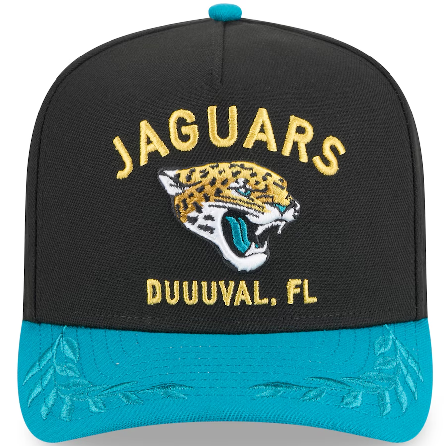 JACKSONVILLE JAGUARS 2025 NFL DRAFT 9FIFTY A-FRAME SNAPBACK HAT - BLACK/GREEN