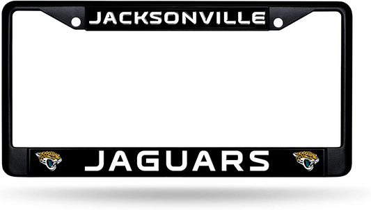 JACKSONVILLE JAGUARS BLACK CHROME METAL LICENSE PLATE FRAME