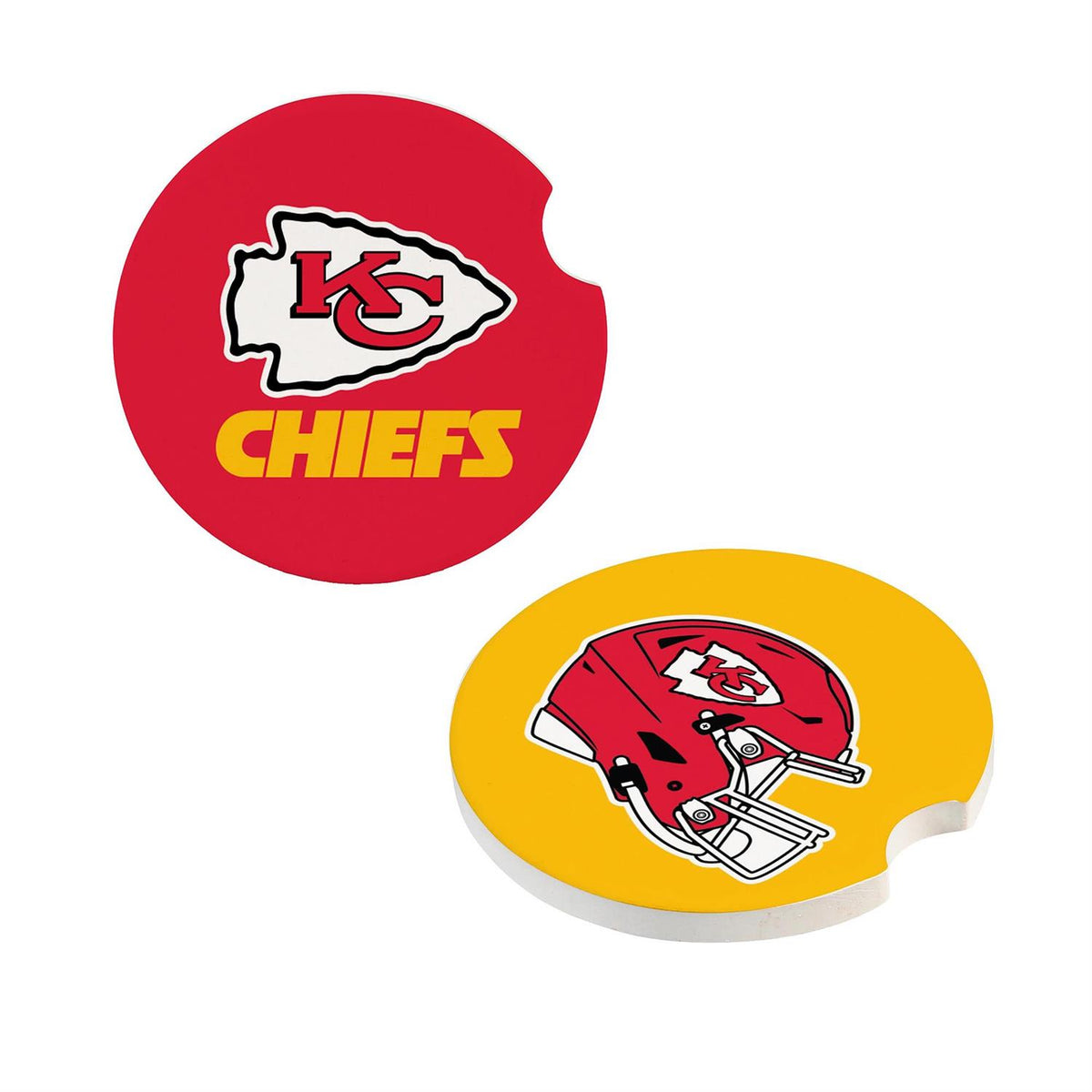 KANSAS CITY CHIEFS 2-PIECE CAR COASTER SET