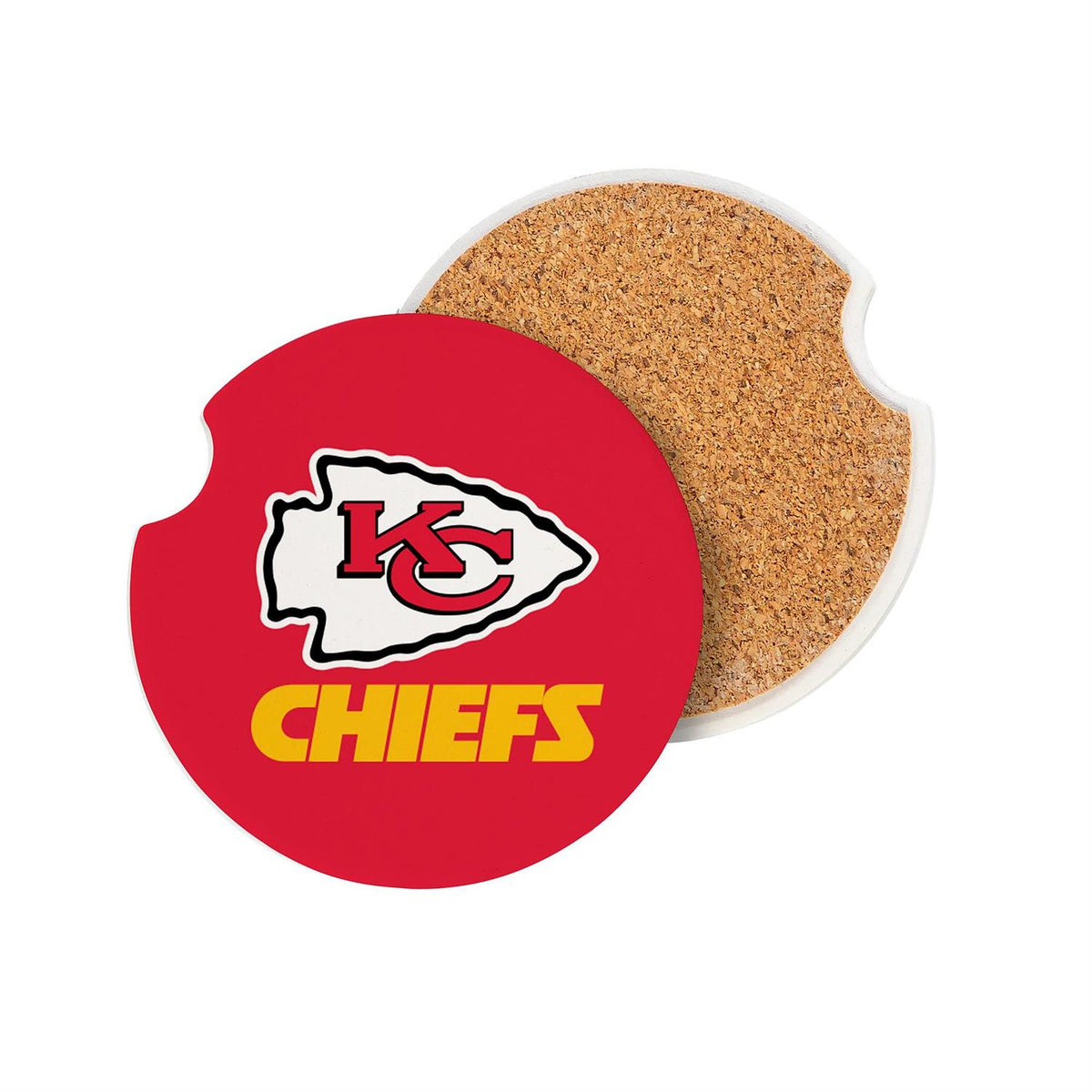 KANSAS CITY CHIEFS 2-PIECE CAR COASTER SET