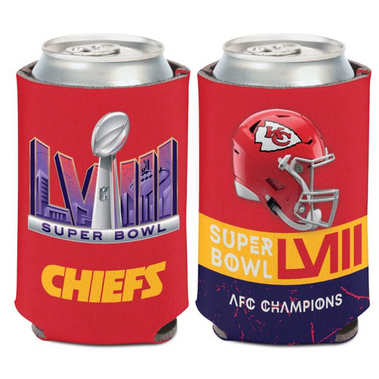 KANSAS CITY CHIEFS 2023 AFC CHAMPIONS 12 OZ CAN COOLER - HELMET