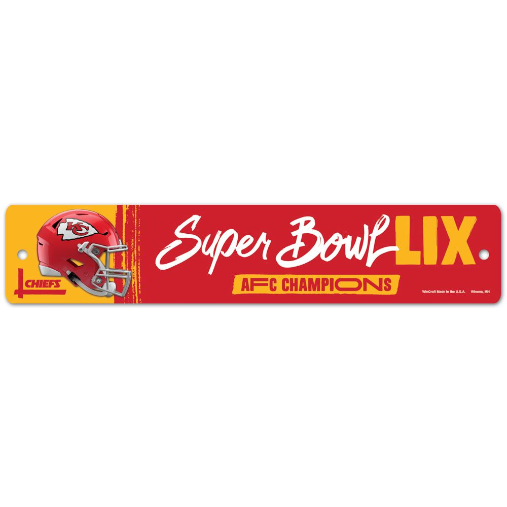 KANSAS CITY CHIEFS 2024 AFC CONFERENCE CHAMPIONS 3.75" X 19" PLASTIC STREET SIGN