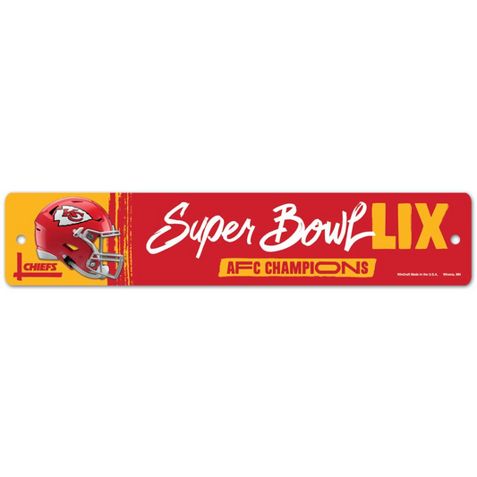 KANSAS CITY CHIEFS 2024 AFC CONFERENCE CHAMPIONS 3.75" X 19" PLASTIC STREET SIGN