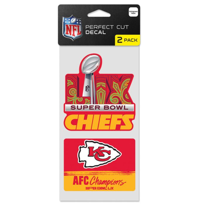 KANSAS CITY CHIEFS 2024 AFC CONFERENCE CHAMPIONS 4" X 4" PERFECT CUT COLOR DECAL SET
