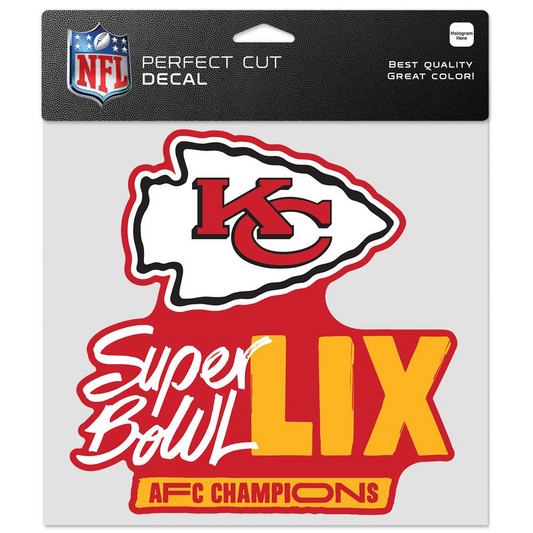 KANSAS CITY CHIEFS 2024 AFC CONFERENCE CHAMPIONS 8" X 8" PERFECT CUT DECAL