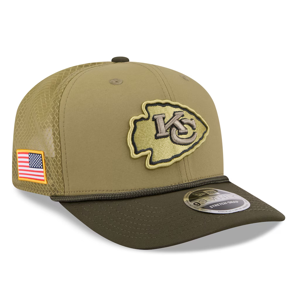 KANSAS CITY CHIEFS 2025 NFL SALUTE TO SERVICE 9SEVENTY ADJUSTABLE HAT - GREEN