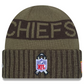 KANSAS CITY CHIEFS 2025 NFL SALUTE TO SERVICE CUFFED KNIT BEANIE - DARK GREEN