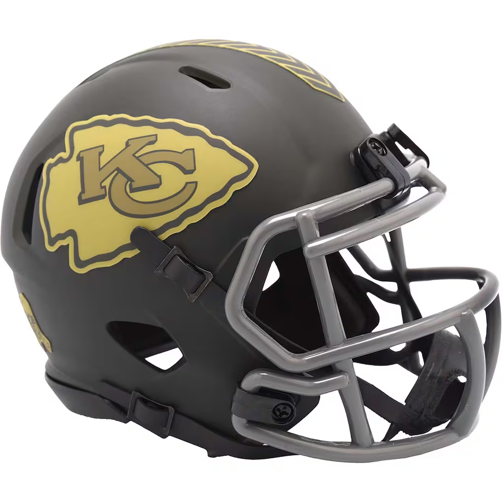 buy football helmets near me KANSAS CITY CHIEFS 2025 NFL SALUTE TO SERVICE RIDDELL SPEED MINI HELME –  JR'S SPORTS