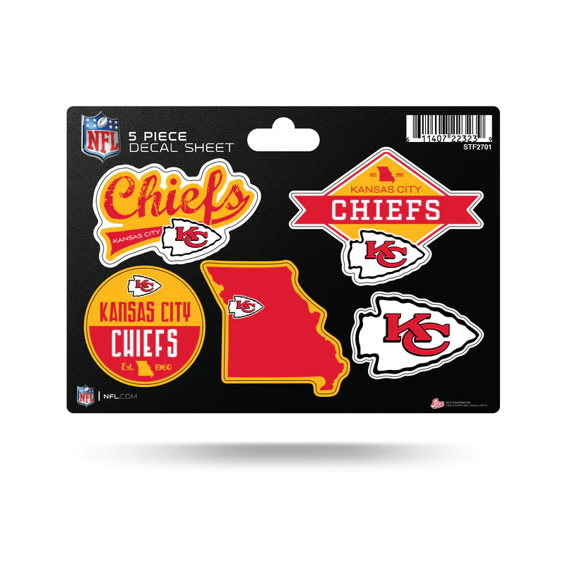 KANSAS CITY CHIEFS 5-PIECE STICKER SHEET – JR'S SPORTS