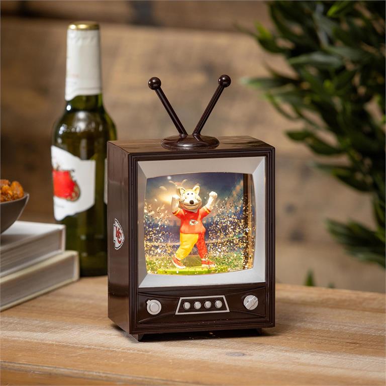 KANSAS CITY CHIEFS 8" VINTAGE TV WATER LANTERN WITH MASCOT