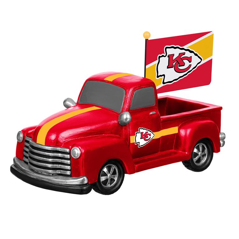 KANSAS CITY CHIEFS 9" RALLY TRUCK GARDEN STATUE WITH FLAG