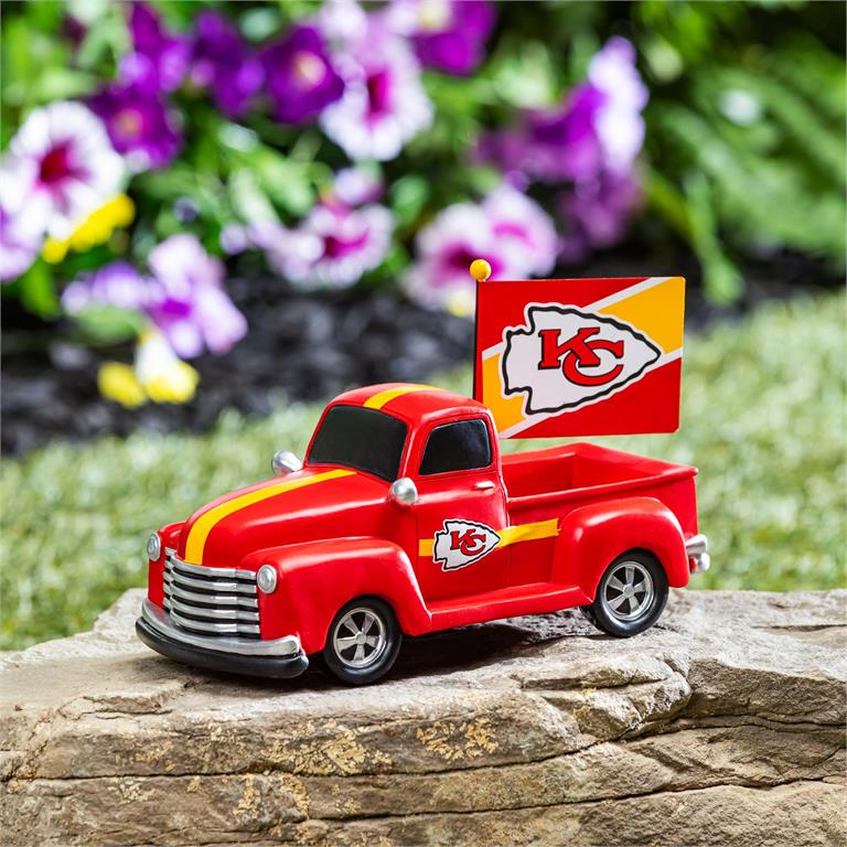 KANSAS CITY CHIEFS 9" RALLY TRUCK GARDEN STATUE WITH FLAG
