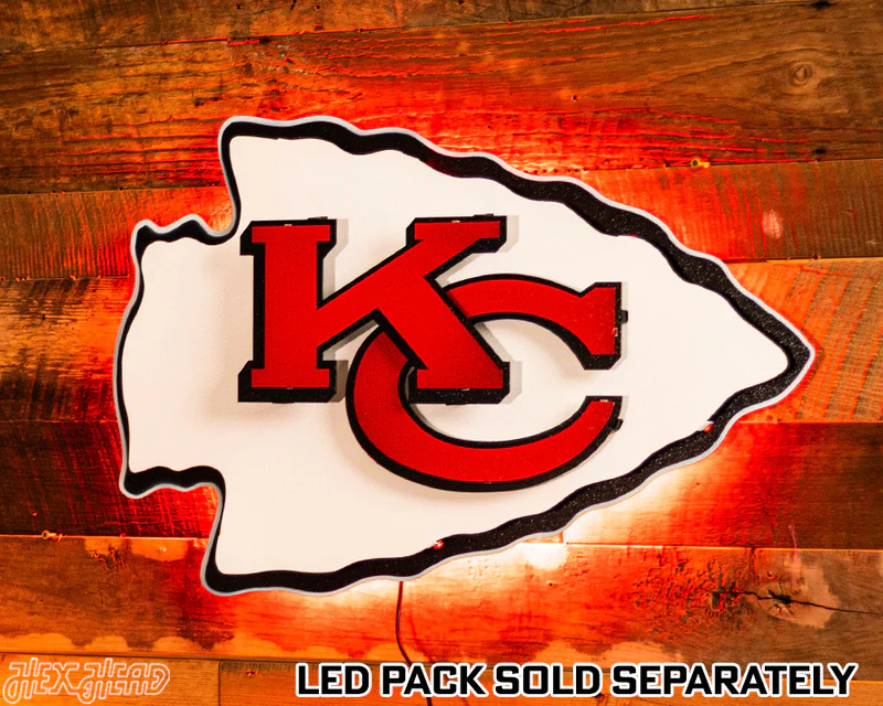 KANSAS CITY CHIEFS "ARROWHEAD" 3D VINTAGE METAL WALL ART - 26" X 16"
