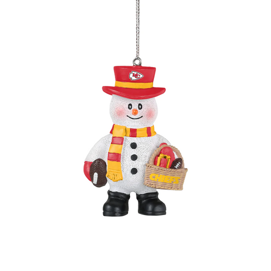 KANSAS CITY CHIEFS BASKET SNOWMAN ORNAMENT