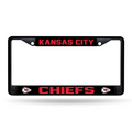 KANSAS CITY CHIEFS BLACK CHROME METAL LICENSE PLATE FRAME