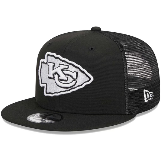 KANSAS CITY CHIEFS  EVERGREEN TRUCKER 9FIFTY SNAPBACK HAT - BLACK/WHITE