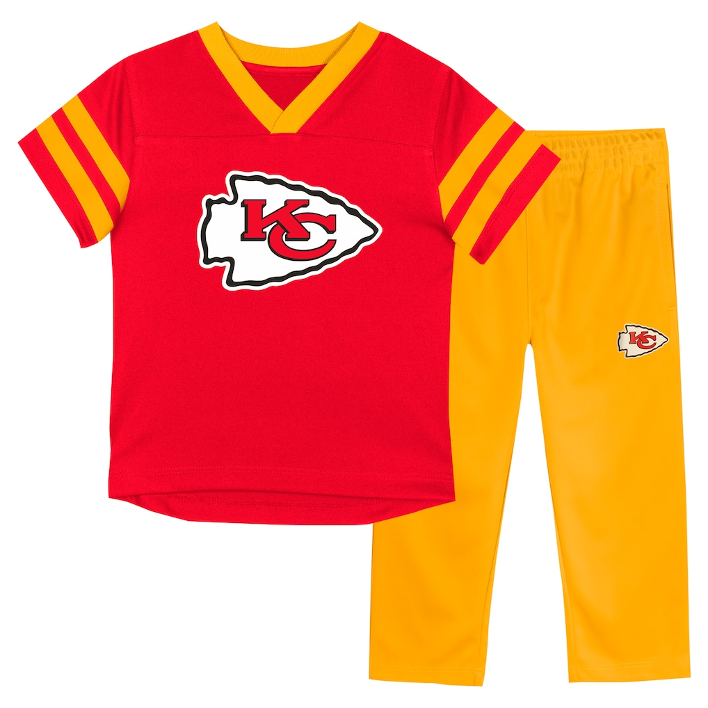 KANSAS CITY CHIEFS INFANT OUTERSTUFF RED ZONE T-SHIRT & PANT SET - RED/YELLOW