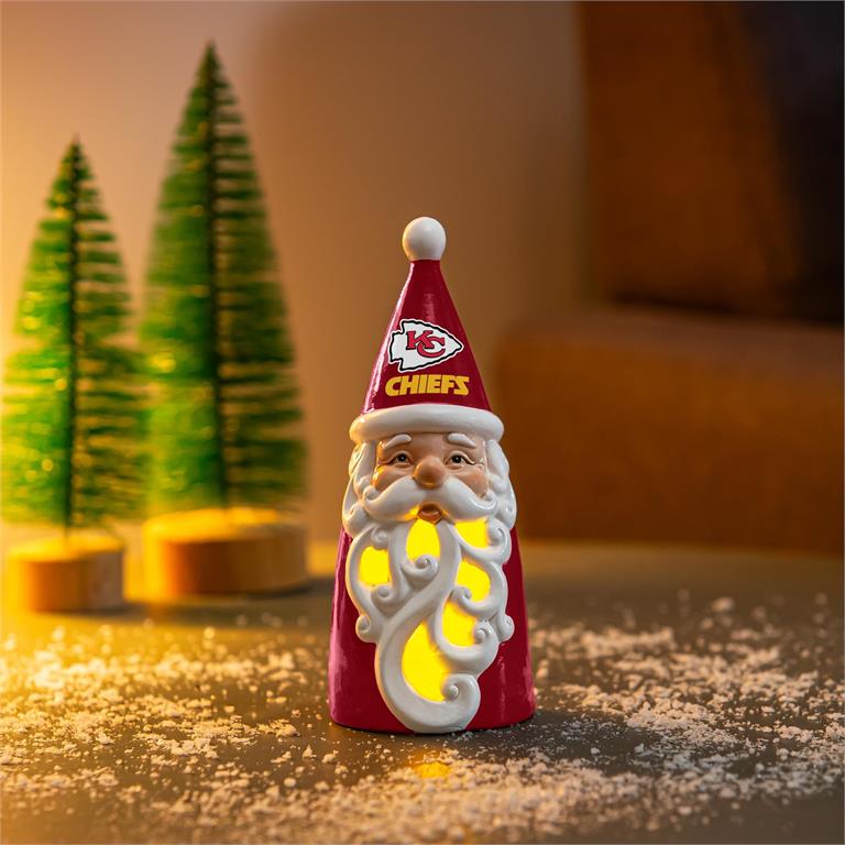 KANSAS CITY CHIEFS LED SANTA  8" STATUARY