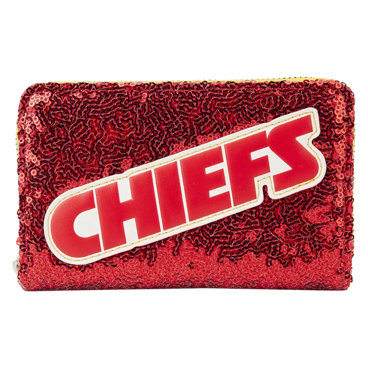 KANSAS CITY CHIEFS LOUNGEFLY SEQUIN ZIP AROUND WALLET