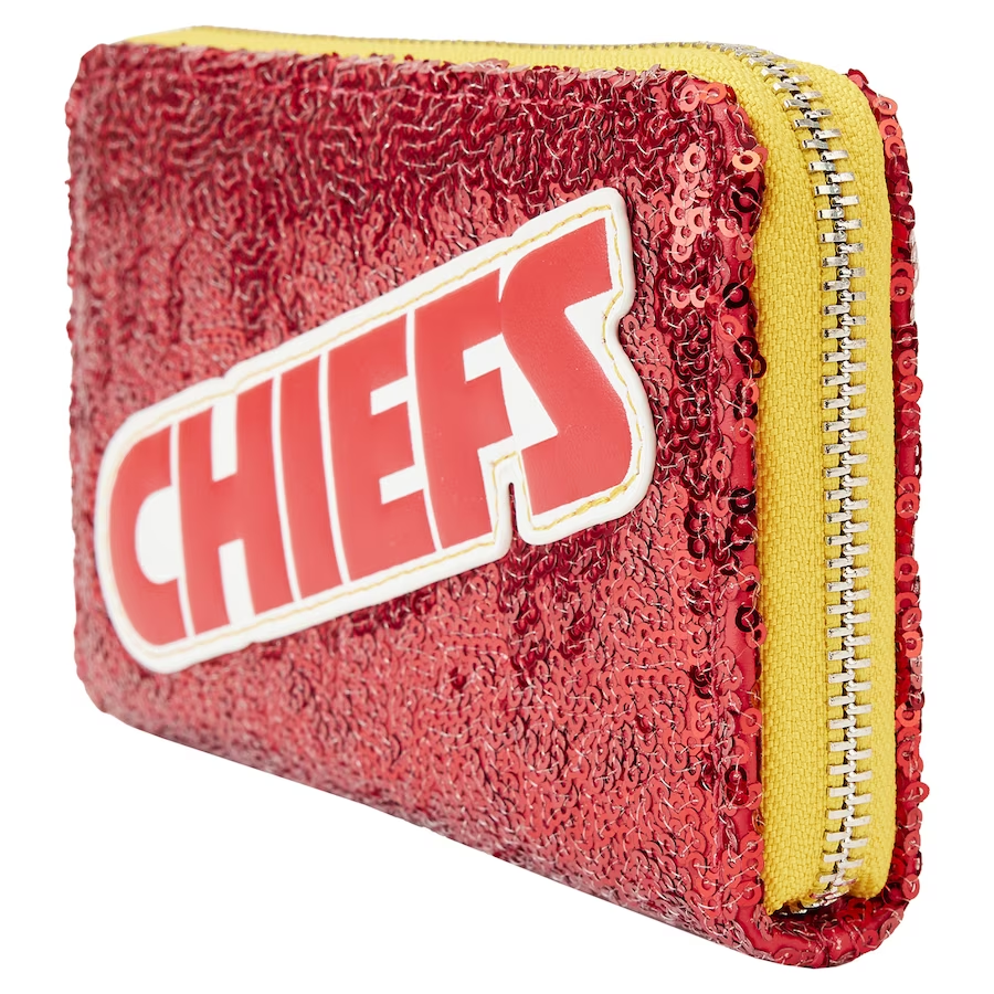 KANSAS CITY CHIEFS LOUNGEFLY SEQUIN ZIP AROUND WALLET