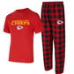 KANSAS CITY CHIEFS MEN'S COLLEGE CONCEPTS AVONDALE T-SHIRT & FLANNEL PANT SLEEPWEAR SET - RED/GOLD