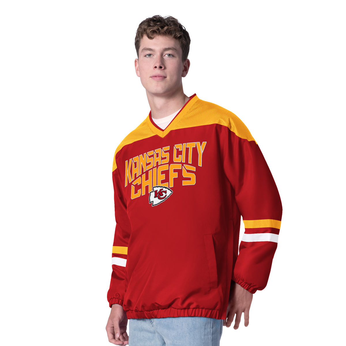 KANSAS CITY CHIEFS MEN'S G-III BY CARL BANKS TOP PLAYER PULLOVER JACKET - RED/GOLD