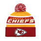 KANSAS CITY CHIEFS MEN'S STARTER LEGACY CUFFED KNIT WITH POM - GOLD/RED