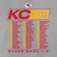 KANSAS CITY CHIEFS MEN'S SUPER BOWL LIX ROSTER T-SHIRT - HEATHER GRAY