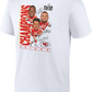 KANSAS CITY CHIEFS MEN'S SUPER BOWL LVIII CHAMPIONS CARICATURE TRIO T-SHIRT